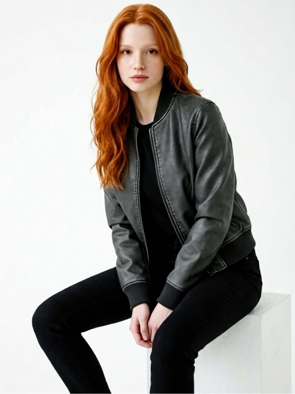 Guess Women's Charcoal Gray Bomber Jacket
